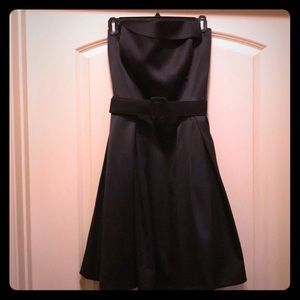 Black satin a-line dress
